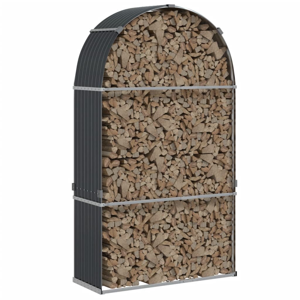 Vidaxl Firewood Storage 120x45x210 cm Antracite in acciaio zincato