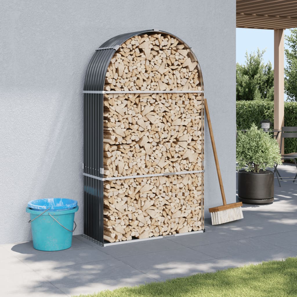 Vidaxl Firewood Storage 120x45x210 cm Antracite in acciaio zincato