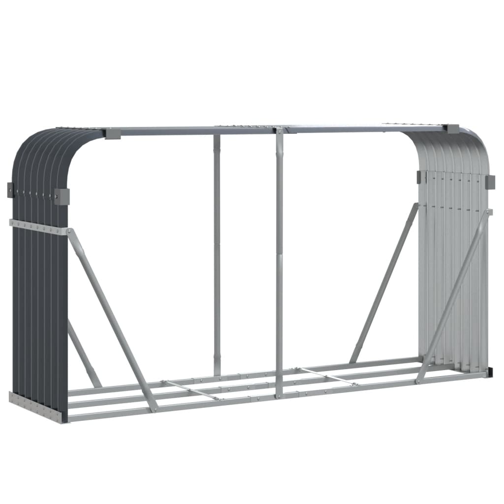 Vidaxl Firewood Storage 180x45x100 cm Antracite in acciaio zincato