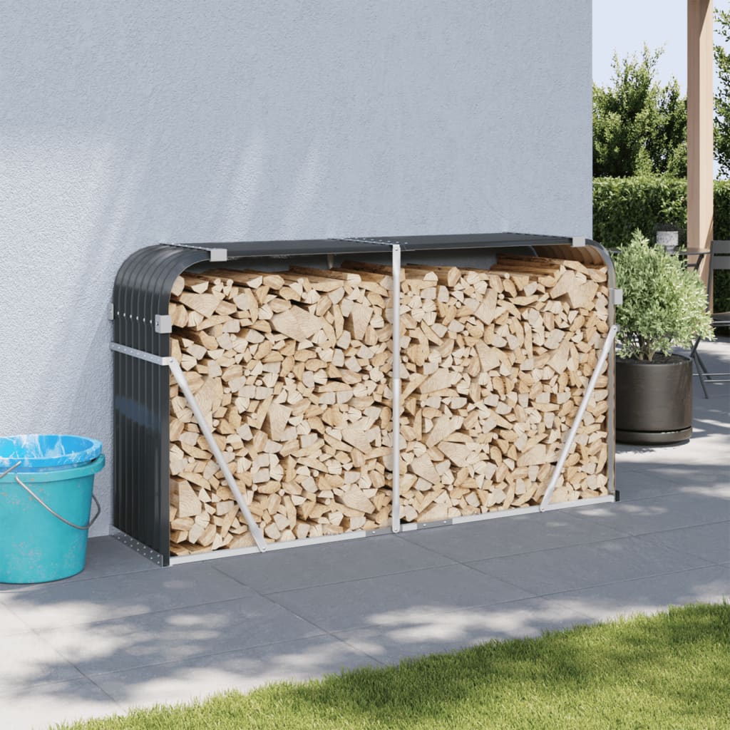 Vidaxl Firewood Storage 180x45x100 cm Antracite in acciaio zincato