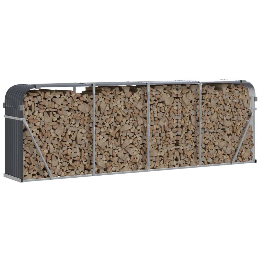 Vidaxl Firewood Storage 300x45x100 cm Antracite in acciaio zincato