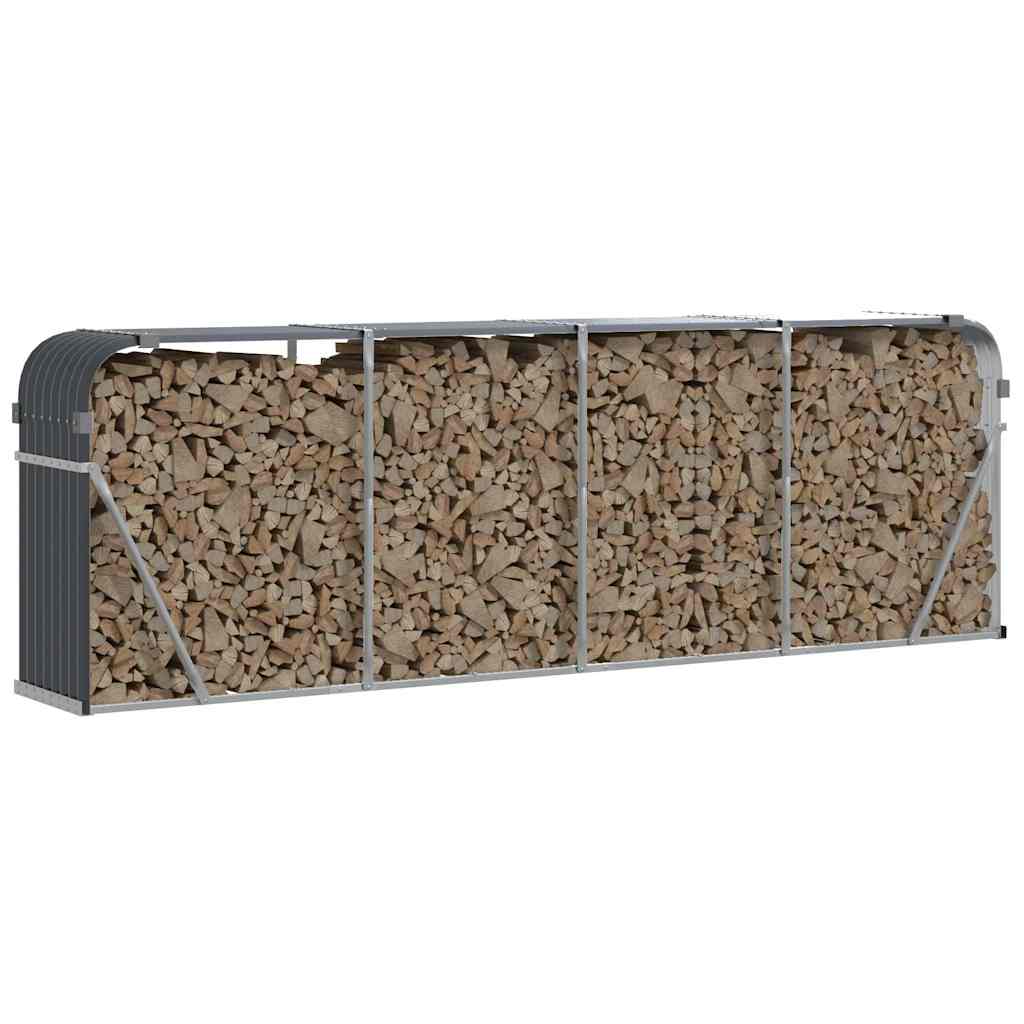 Vidaxl Firewood Storage 300x45x100 cm Antracite in acciaio zincato