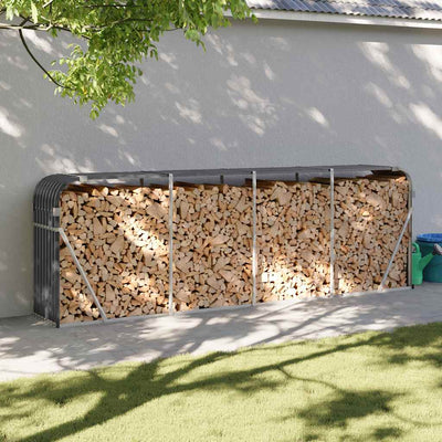 Almacenamiento de leña de Vidaxl 300x45x100 cm de acero galvanizado antracita
