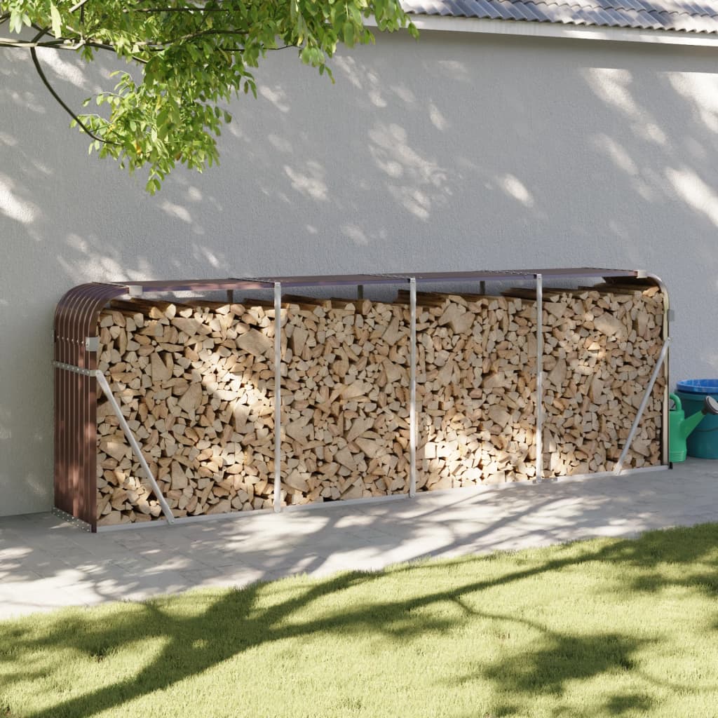 Vidaxl Firewood Storage 300x45x100 cm in acciaio zincato