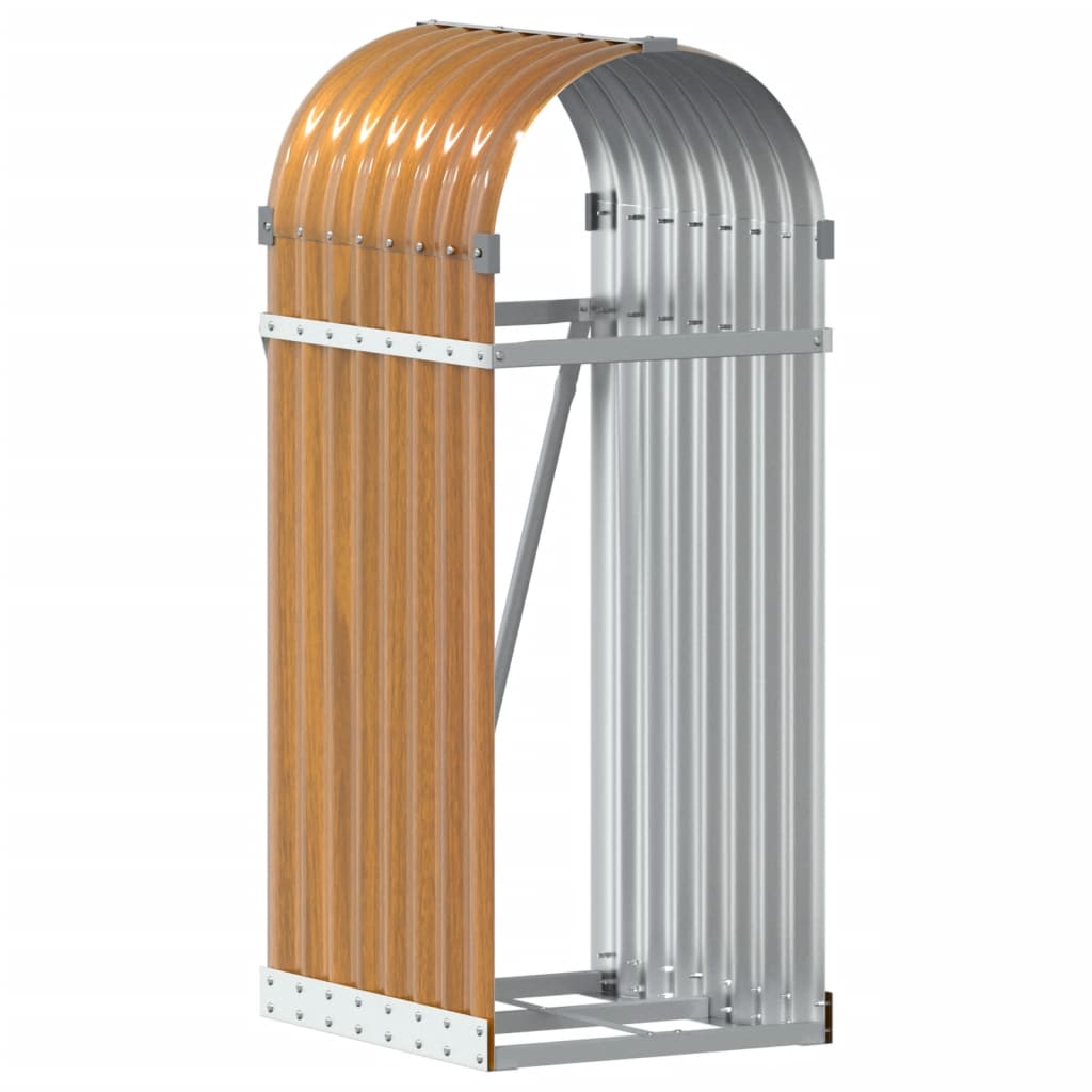 Almacenamiento de leña de Vidaxl 40x45x100 cm de acero galvanizado marrón claro