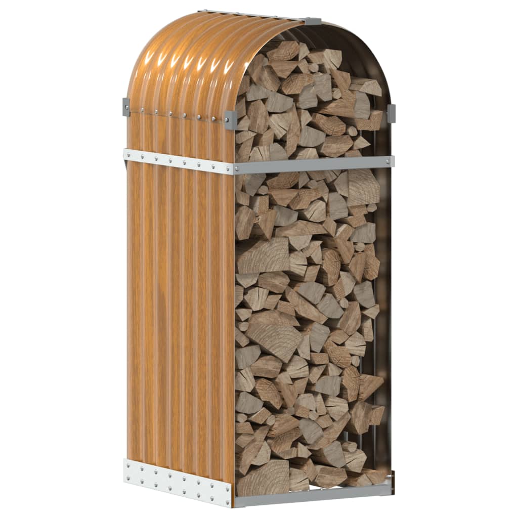 Almacenamiento de leña de Vidaxl 40x45x100 cm de acero galvanizado marrón claro