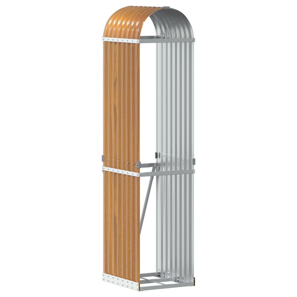 Almacenamiento de leña de Vidaxl 40x45x170 cm de acero galvanizado marrón claro