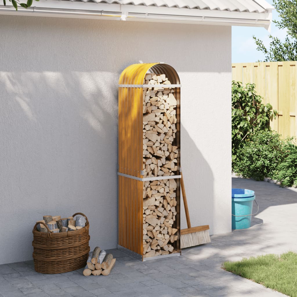 Vidaxl haardhoutopslag 40x45x170 cm gegalvaniseerd staal houtlook
