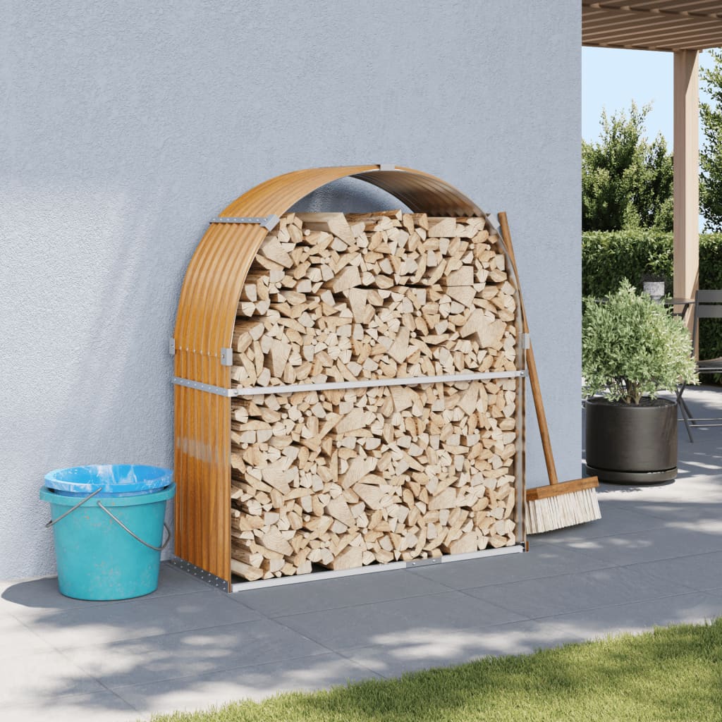 Vidaxl haardhoutopslag 120x45x140 cm gegalvaniseerd staal houtlook