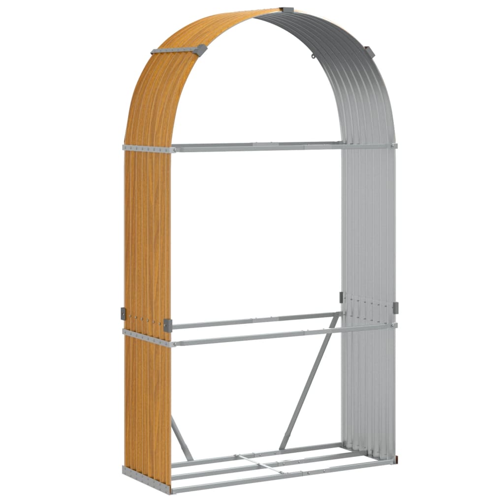 Vidaxl haardhoutopslag 120x45x210 cm gegalvaniseerd staal houtlook