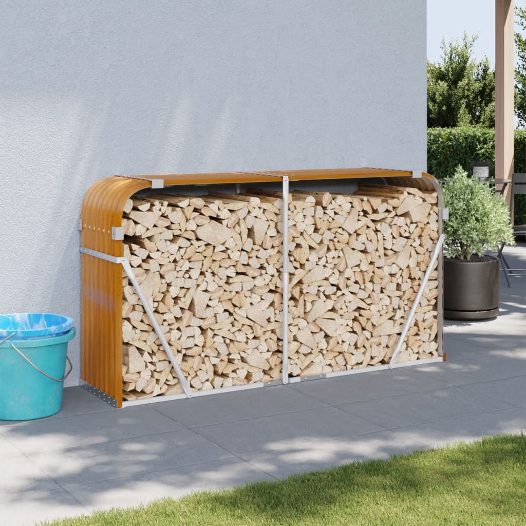 Vidaxl haardhoutopslag 180x45x100 cm gegalvaniseerd staal houtlook