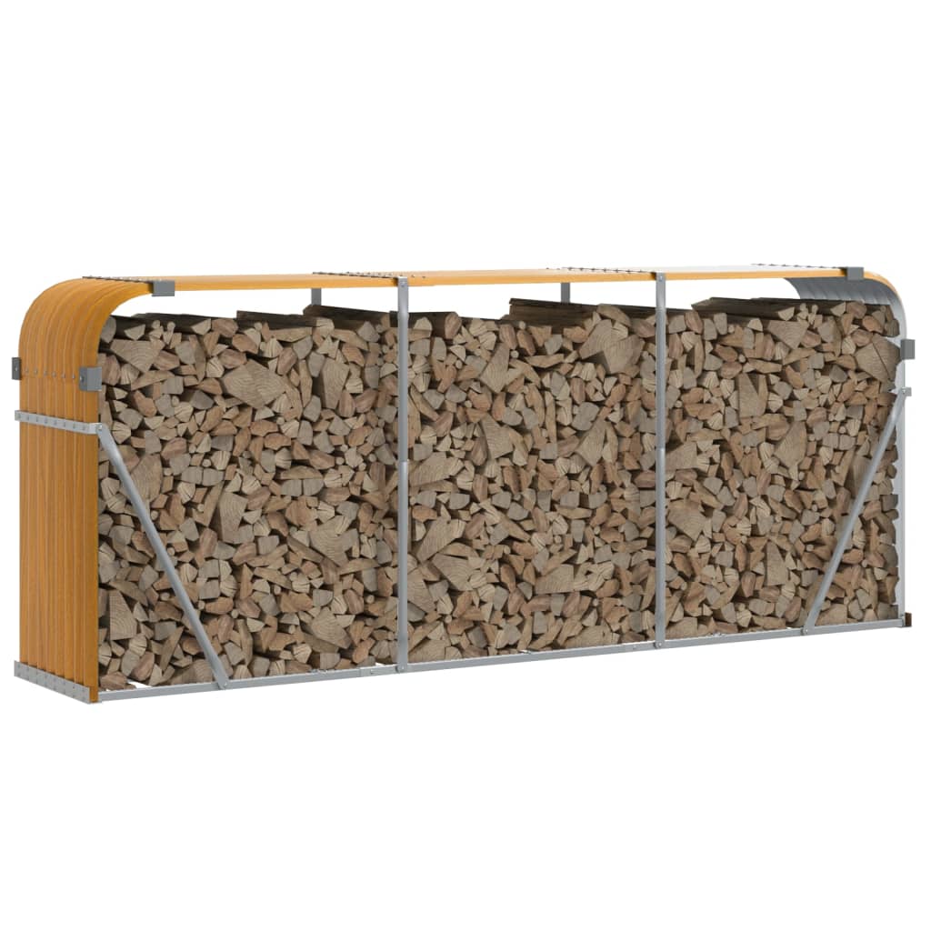 Vidaxl haardhoutopslag 234x45x100 cm gegalvaniseerd staal houtlook