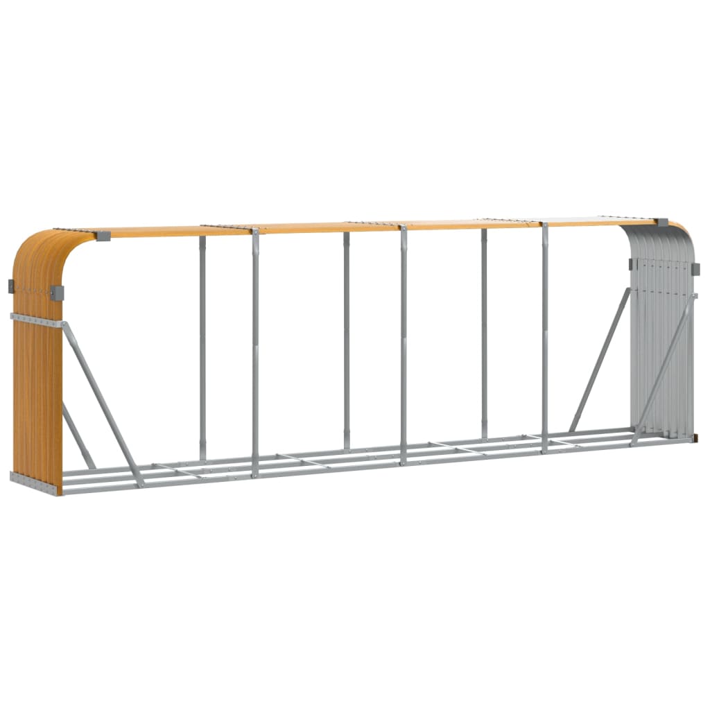 Vidaxl haardhoutopslag 300x45x100 cm gegalvaniseerd staal houtlook