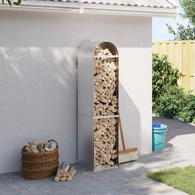 Almacenamiento de leña de Vidaxl 40x45x170 cm de acero galvanizado de color plateado