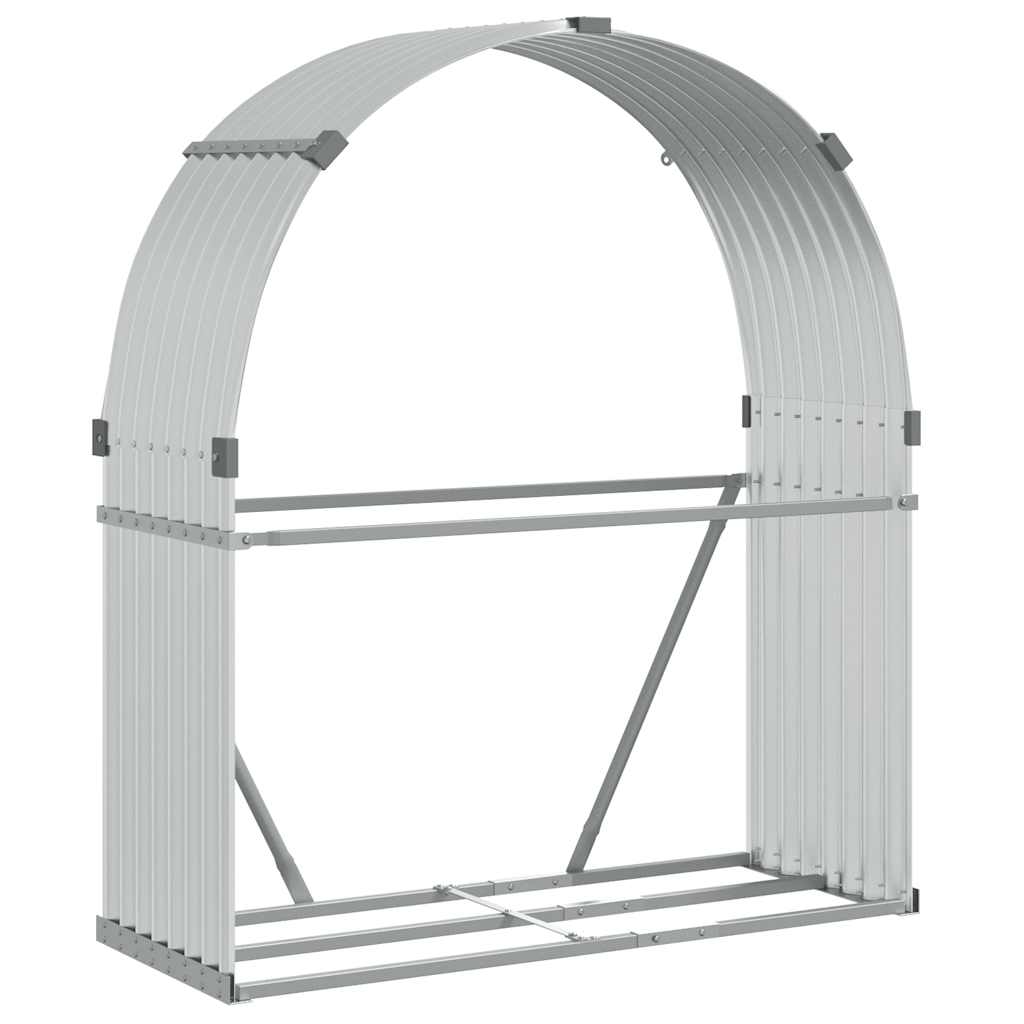 Almacenamiento de leña de Vidaxl 120x45x140 cm Color de plata galvanizado