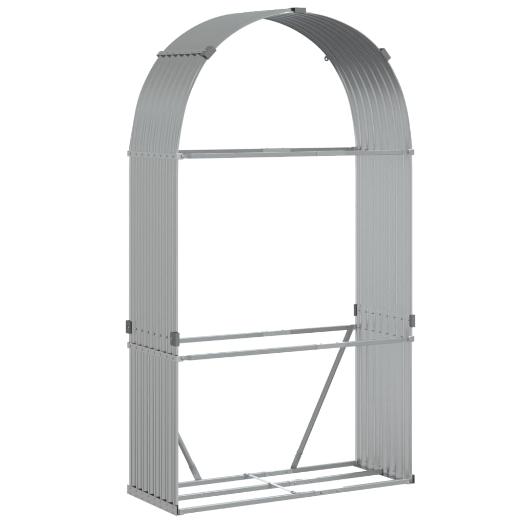 Almacenamiento de leña de Vidaxl 120x45x210 cm Color de plata galvanizado
