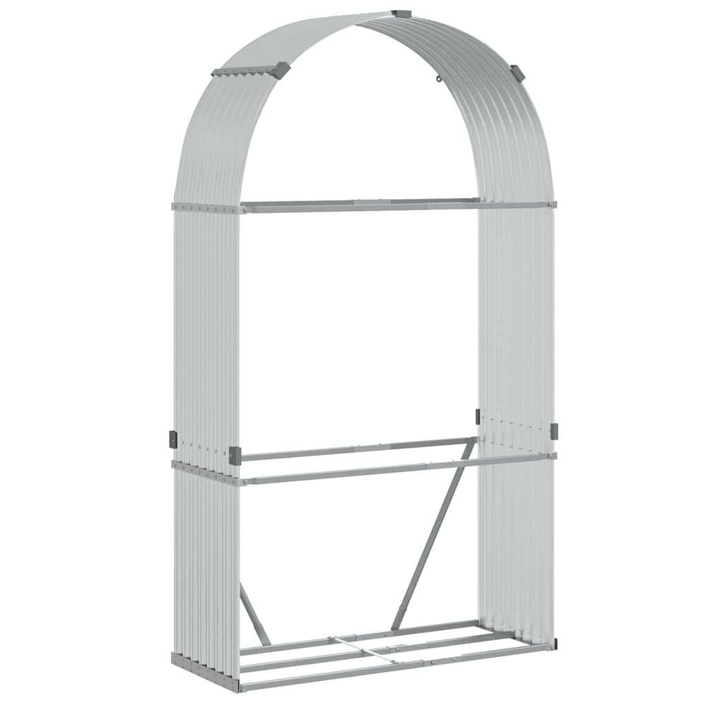 Almacenamiento de leña de Vidaxl 120x45x210 cm Color de plata galvanizado