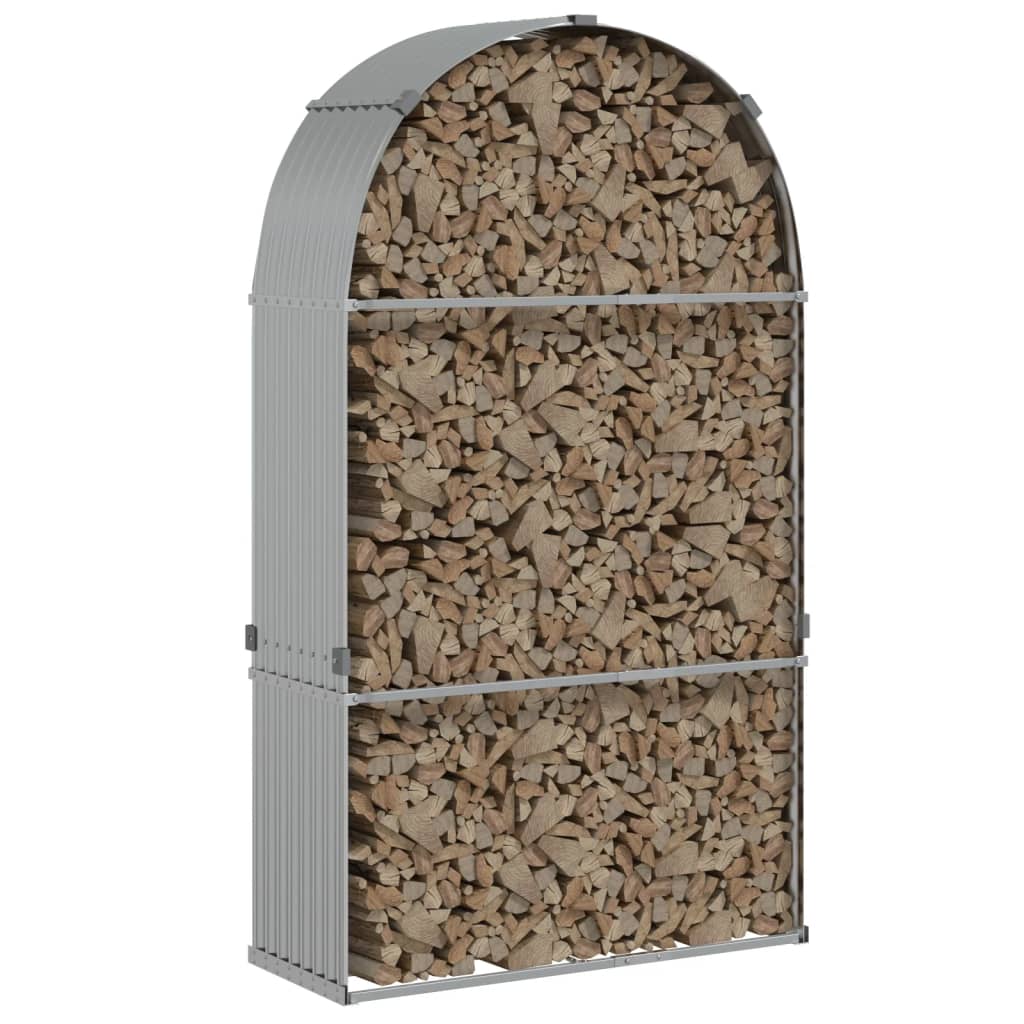 Almacenamiento de leña de Vidaxl 120x45x210 cm Color de plata galvanizado