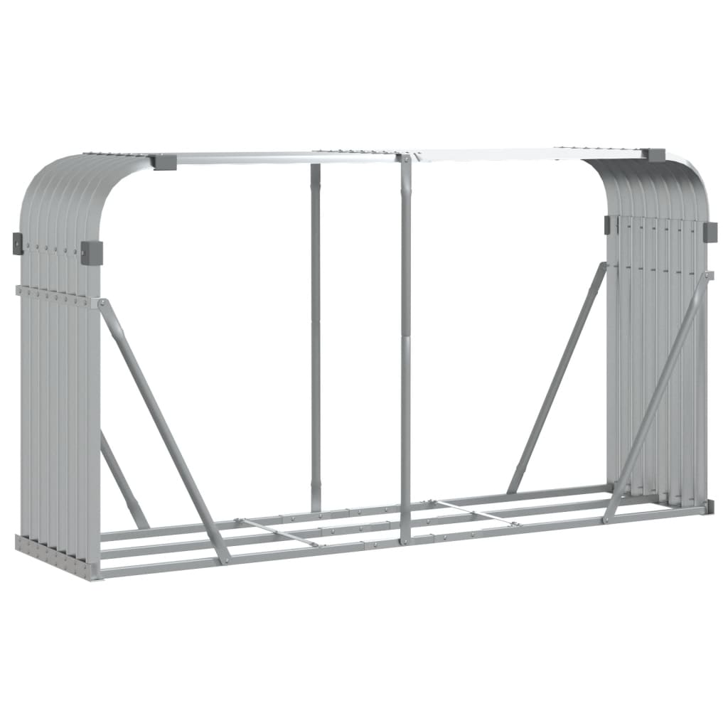 Almacenamiento de leña de Vidaxl 180x45x100 cm Color de plata galvanizado