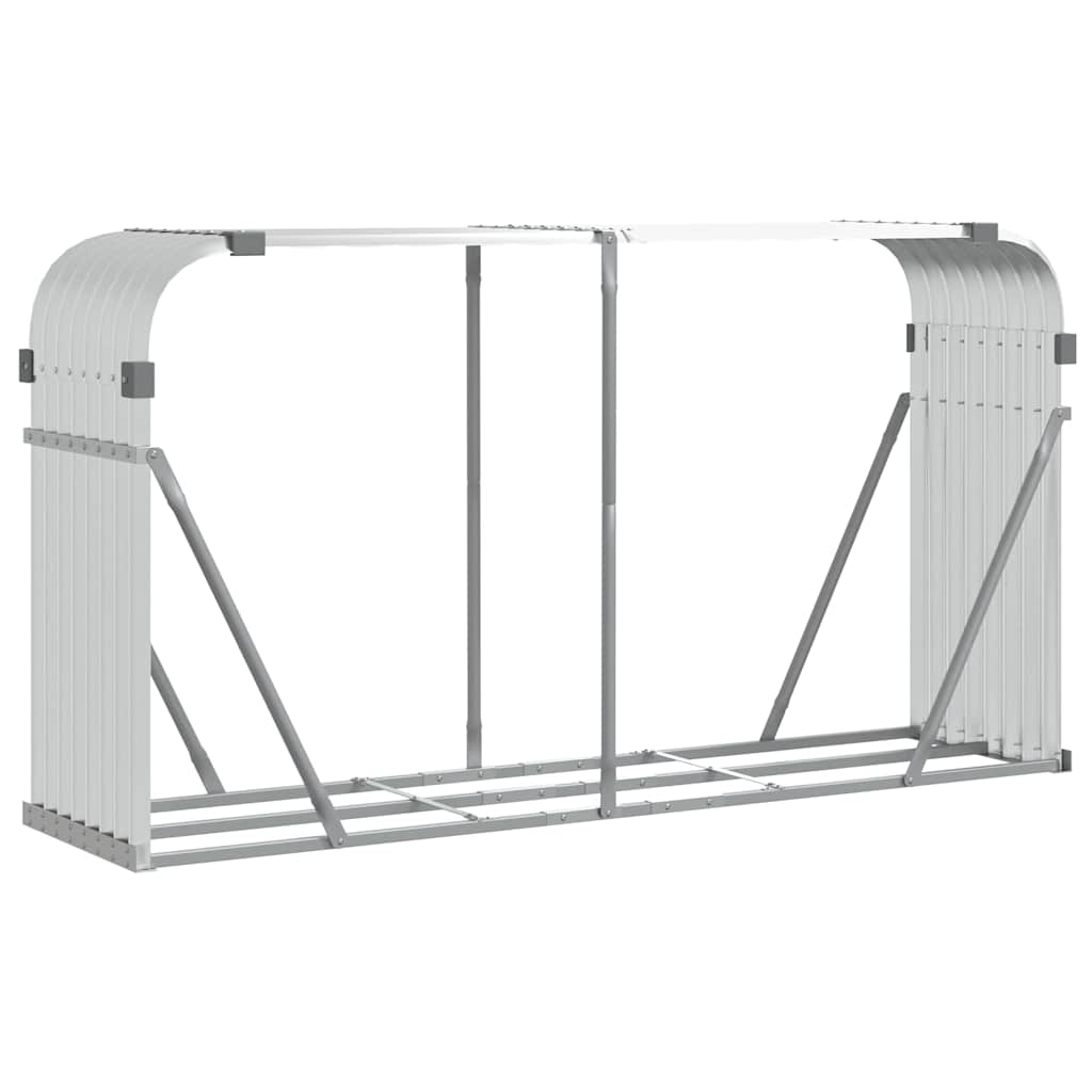 Almacenamiento de leña de Vidaxl 180x45x100 cm Color de plata galvanizado