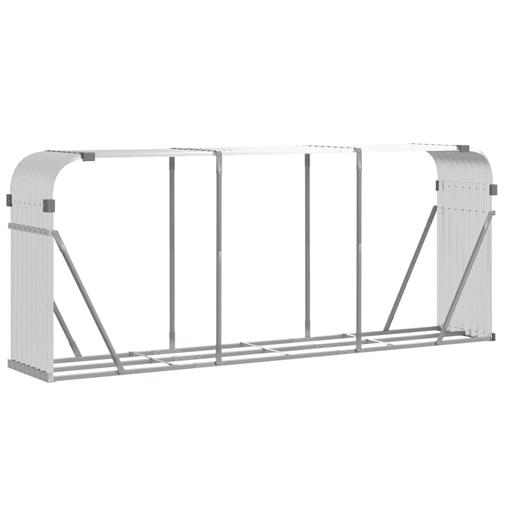 Almacenamiento de leña de Vidaxl 234x45x100 cm Color de plata galvanizado