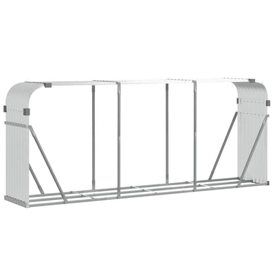 Almacenamiento de leña de Vidaxl 234x45x100 cm Color de plata galvanizado