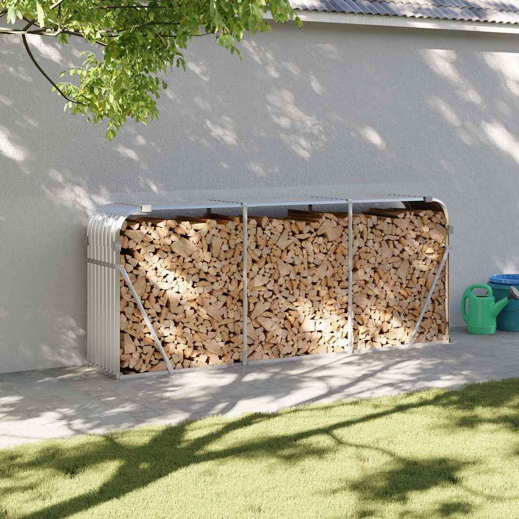 Vidaxl haardhoutopslag 234x45x100 cm gegalvaniseerd staal zilverkleur