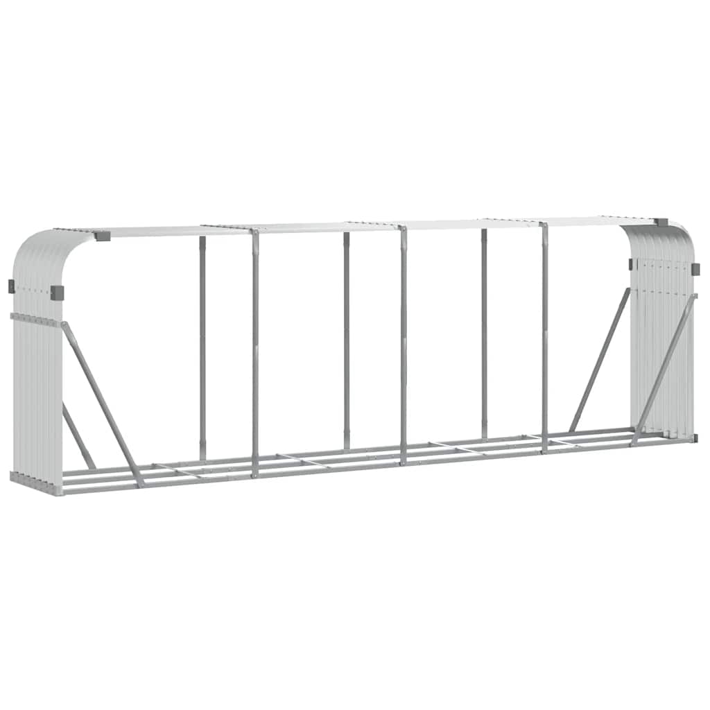 Almacenamiento de leña de Vidaxl 300x45x100 cm Color de plata galvanizado