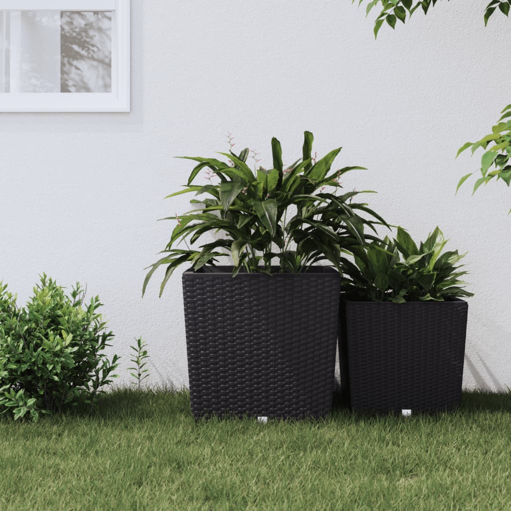 Plantador Vidaxl con ratán Bak extraíbles 37 64 L PP Antracita