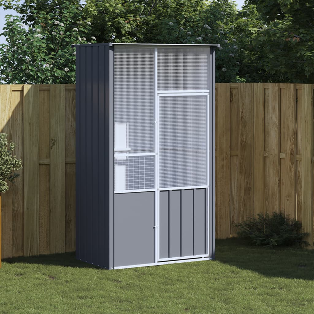 Vidaxl Bird Cage 115x78x200 cm Colore antracite in acciaio zincato