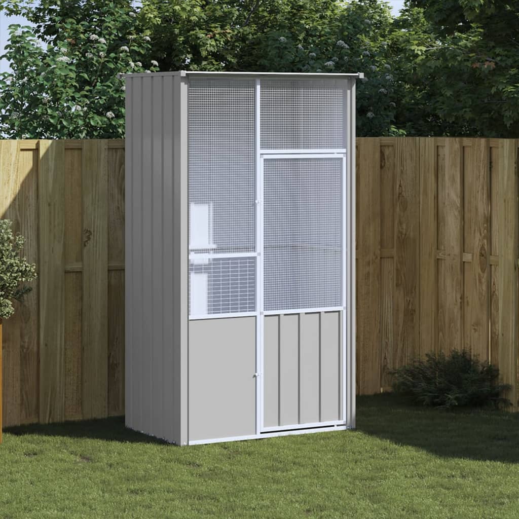 Vidaxl Bird Cage 115x78x200 cm de acero galvanizado gris