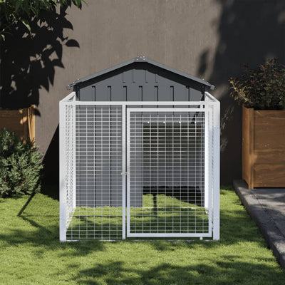 Loft per cani Vidaxl con tetto 117x201x123 cm antracite in acciaio zincato