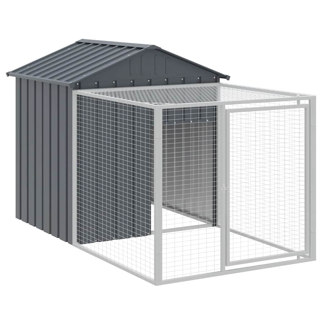 Vidaxl Chicken Coop con Run 117x201x123 cm Antracite in acciaio zincato