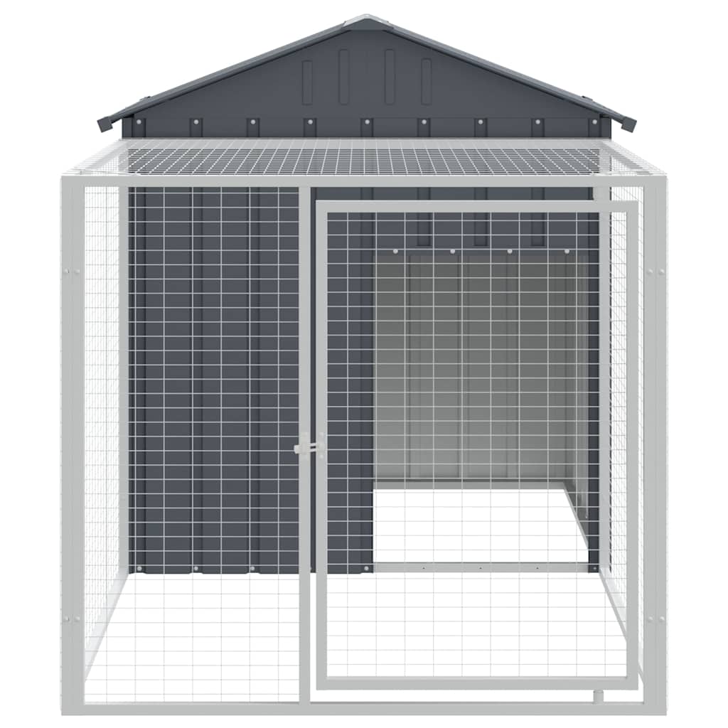 Vidaxl Chicken Coop con Run 117x201x123 cm Antracite in acciaio zincato