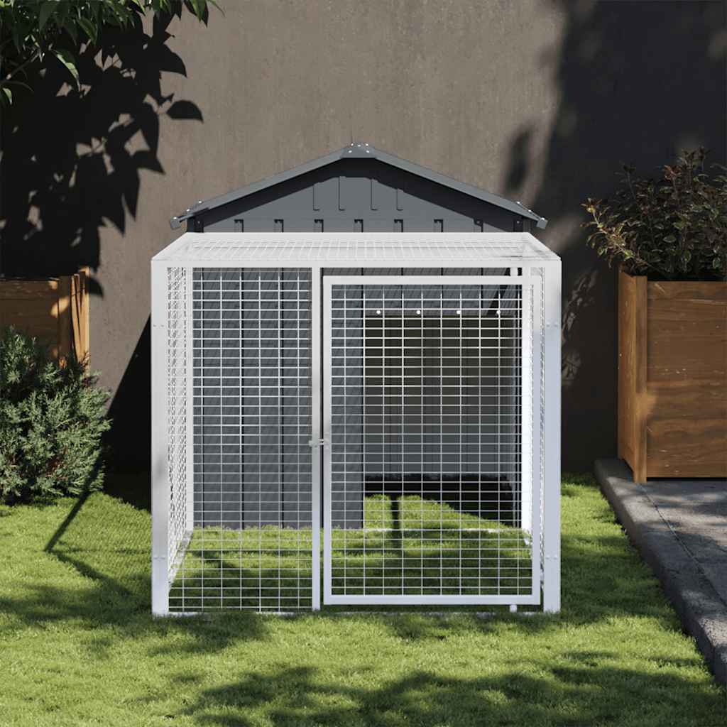 Vidaxl Chicken Coop con Run 117x201x123 cm Antracite in acciaio zincato