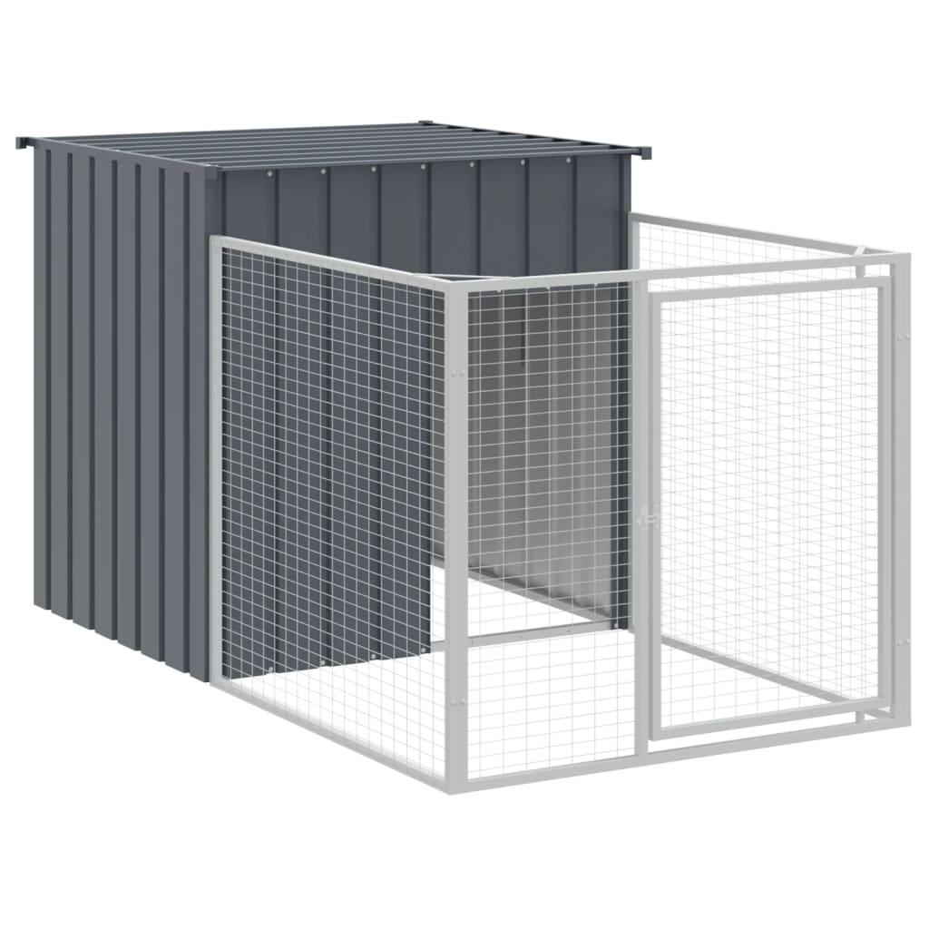 Vidaxl loft para perros con techo 110x201x110 cm de acero galvanizado antracita