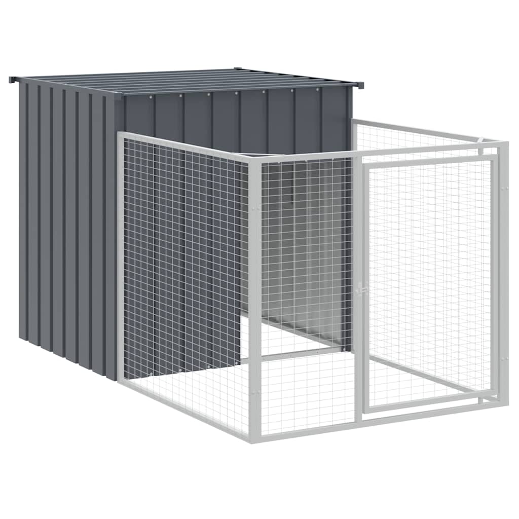 Vidaxl loft para perros con techo 110x201x110 cm de acero galvanizado antracita