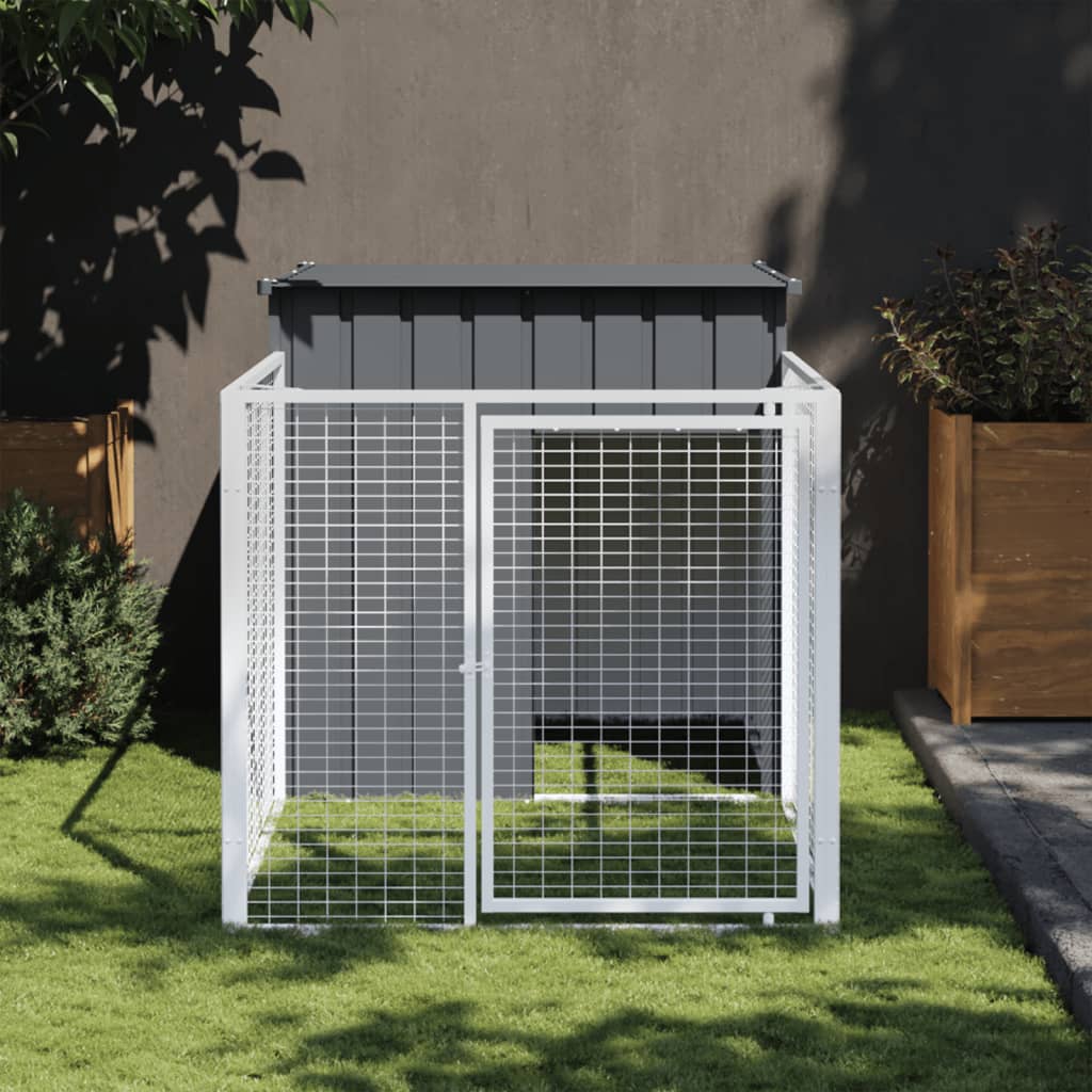 Vidaxl loft para perros con techo 110x201x110 cm de acero galvanizado antracita