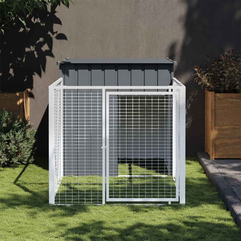 Vidaxl loft para perros con techo 110x201x110 cm de acero galvanizado antracita