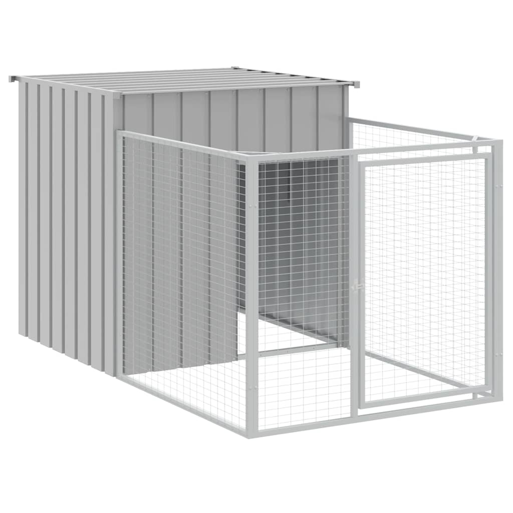 Loft per cani Vidaxl con tetto 110x201x110 cm grigio in acciaio zincato