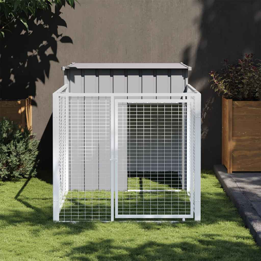 Vidaxl loft para perros con techo 110x201x110 cm de acero galvanizado gris