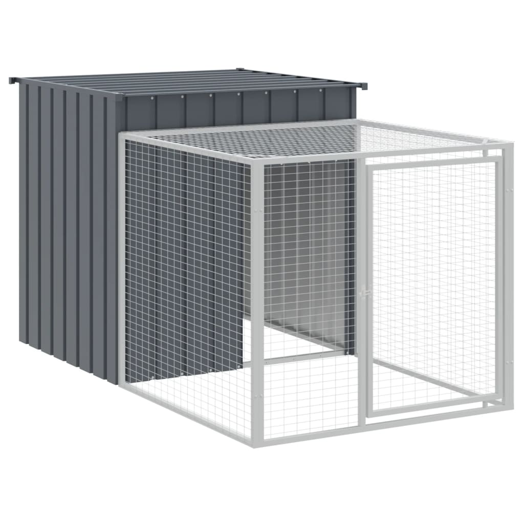 Vidaxl Chicken Coop con Run 110x201x110 cm Antracite in acciaio zincato