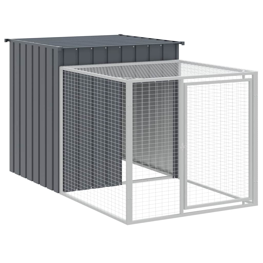 Vidaxl Chicken Coop con Run 110x201x110 cm de acero galvanizado antracita