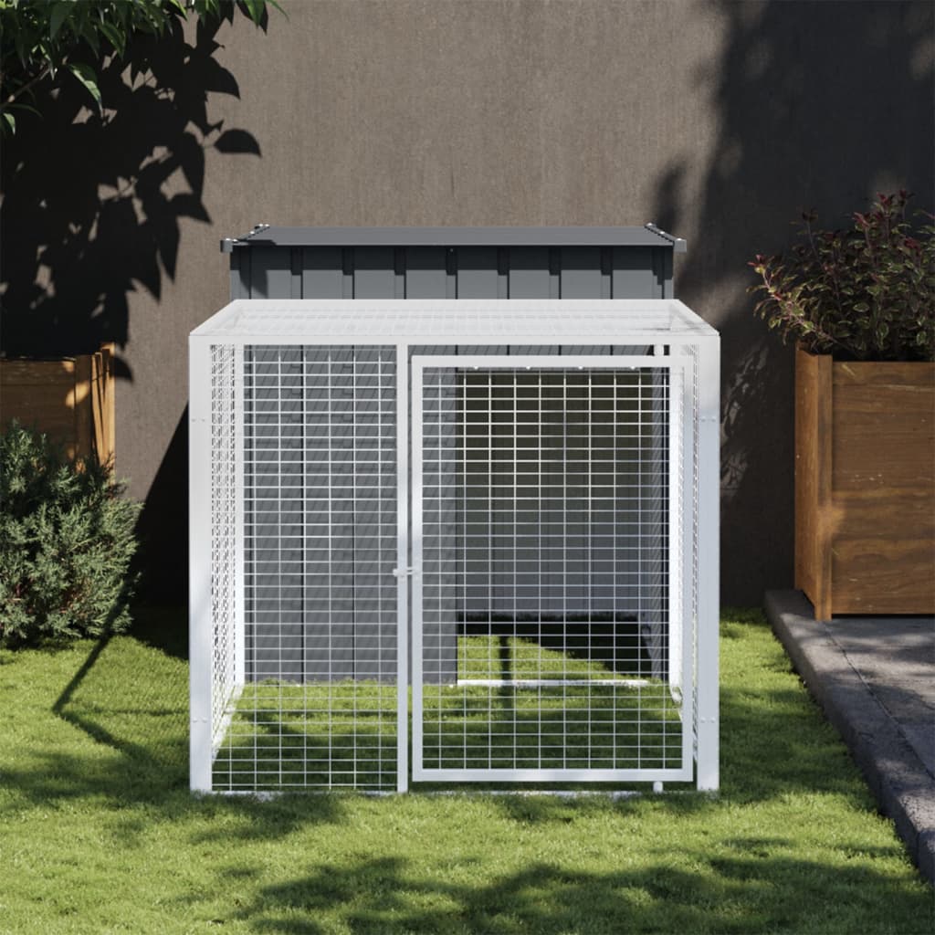 Vidaxl Chicken Coop con Run 110x201x110 cm Antracite in acciaio zincato