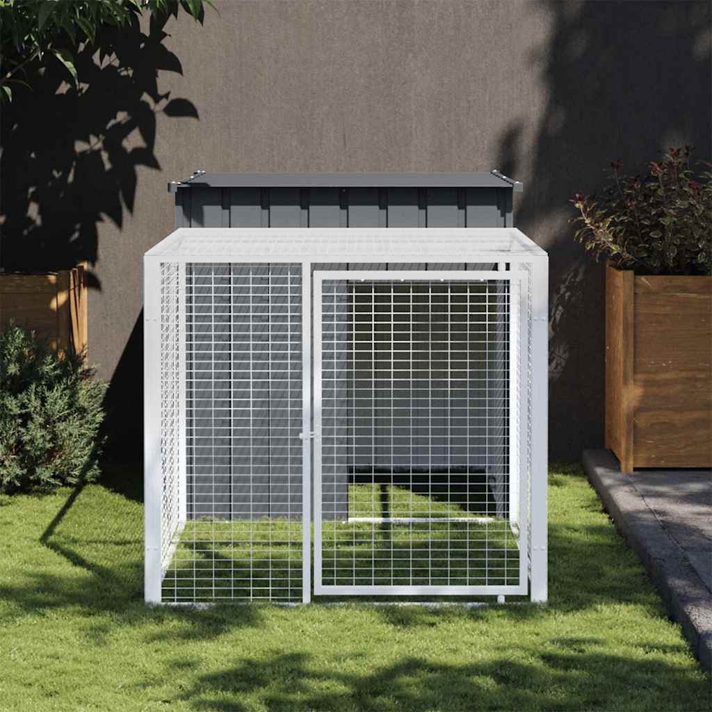 Vidaxl Chicken Coop con Run 110x201x110 cm de acero galvanizado antracita