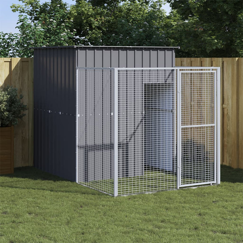 Vidaxl Dog Loft con Run 165x251x181 cm Antracite in acciaio zincato