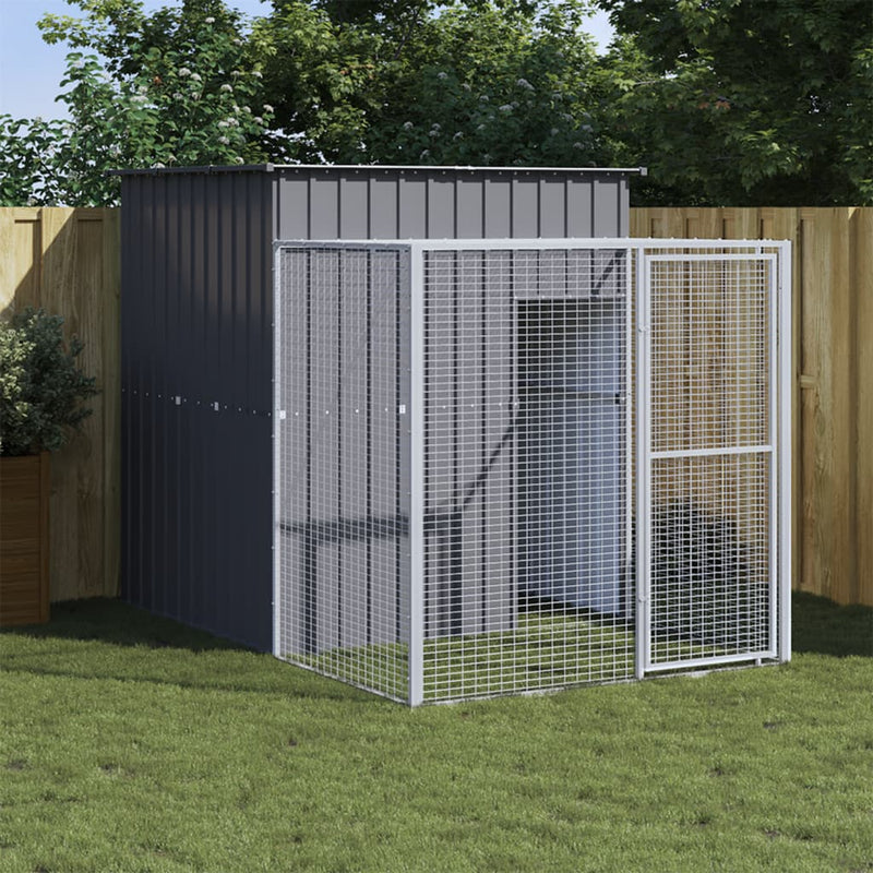 Vidaxl Chicken Coop con Run 165x251x181 cm Galvanized Steel Antracite