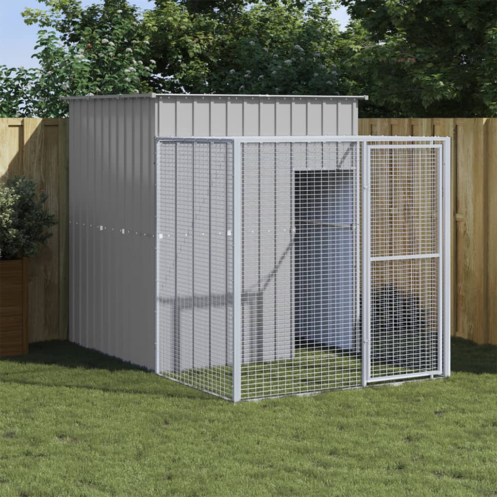 Vidaxl Chicken Coop con Run 165x251x181 cm de acero galvanizado gris