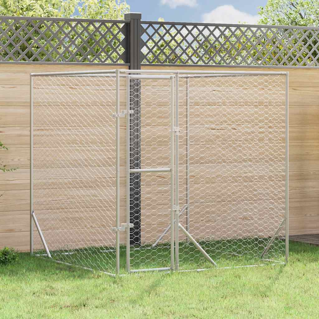 Perrera de perros de Vidaxl para el exterior 2x2x2 M Galvanized Steel Silver