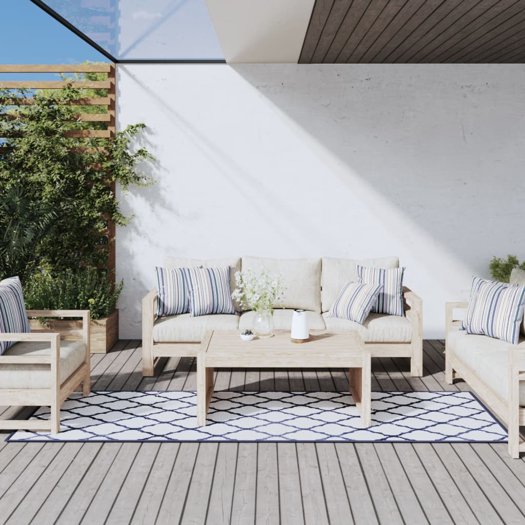Vidaxl RUG Outside Reversible 80x250 cm azul marino y blanco